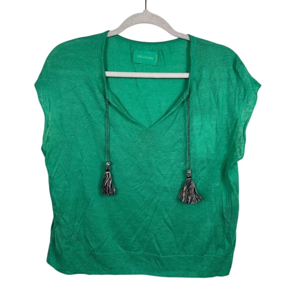 NWT ZADIG AND VOLTAIRE Blouse Women’s Top Linen Silk Green Size XS
